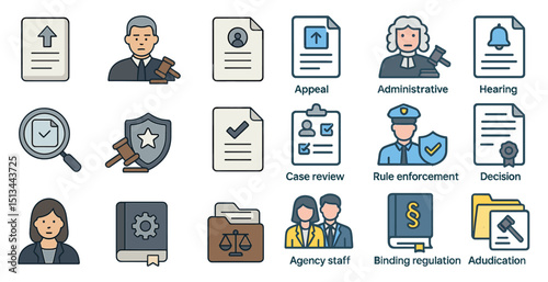 Legal and administrative icons for policy and compliance design