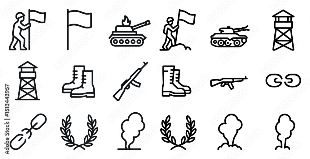 Fototapeta premium Military icons and symbols collection for design and decoration