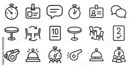 Timeless conversations and office essentials: icons for efficient planning