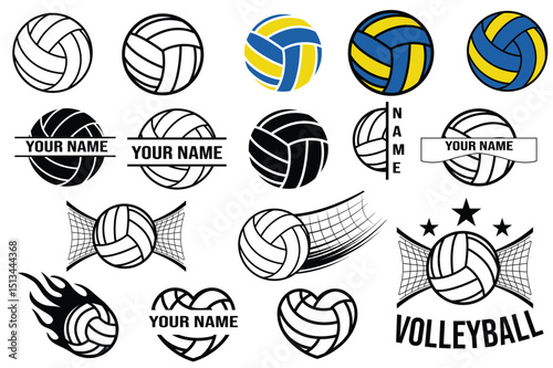 Volleyball Icons and Logo Set