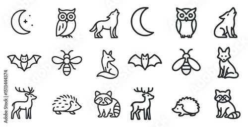 Minimalist animal icons collection for nature-themed designs