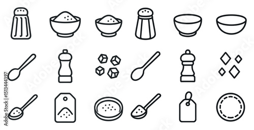 Variety of salt icons collection for culinary and kitchen use