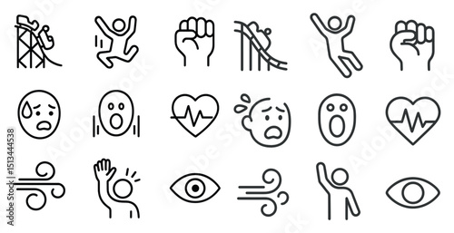 Minimalist icons depicting emotions and activities for graphic design