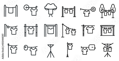 Minimalist clothing line icons for laundry and fashion design projects