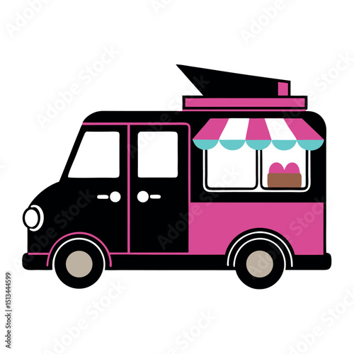 Silhouette Vector Illustration of an Ice Cream Van