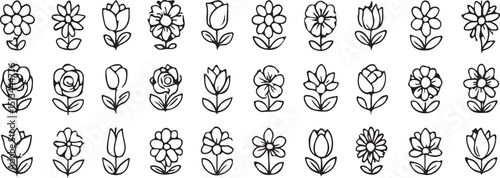  Flower Icon Set (Row Format)