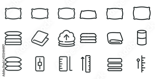 Pillow and bedding icons for interior design and home decor concepts