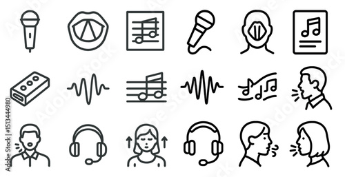 Music and sound icon set for audio and communication design