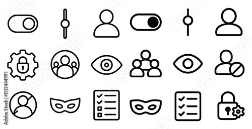Simple user interface icons for privacy and settings themes