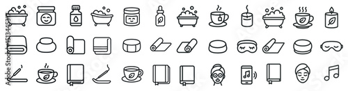 Relaxation and wellness icons for spa and self care design
