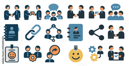Business communication and networking icons for digital and print designs