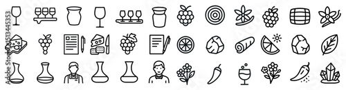 Wine tasting icons set for design and branding projects