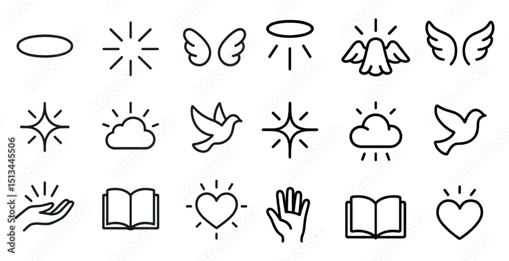 Minimalist spiritual icons for inspirational designs and content creation Minimalist spiritual icons for inspirational designs and content creation