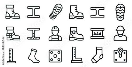 Industrial safety icons collection for construction and engineering design