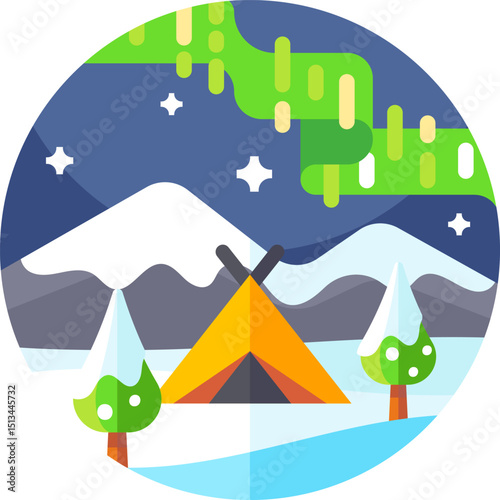 aurora borealis illustration on a white background       