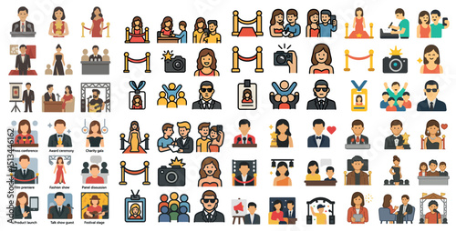 Celebrity events and awards icons for festivals and public appearances