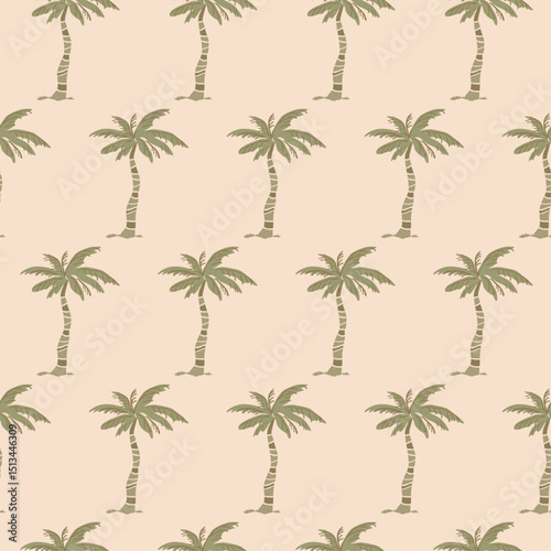 Seamless pattern of palm tree, Vector tropical background illustration.