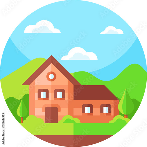 cabin illustration on a white background      