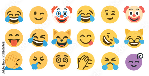 Diverse emoji expressions for digital communication and social media