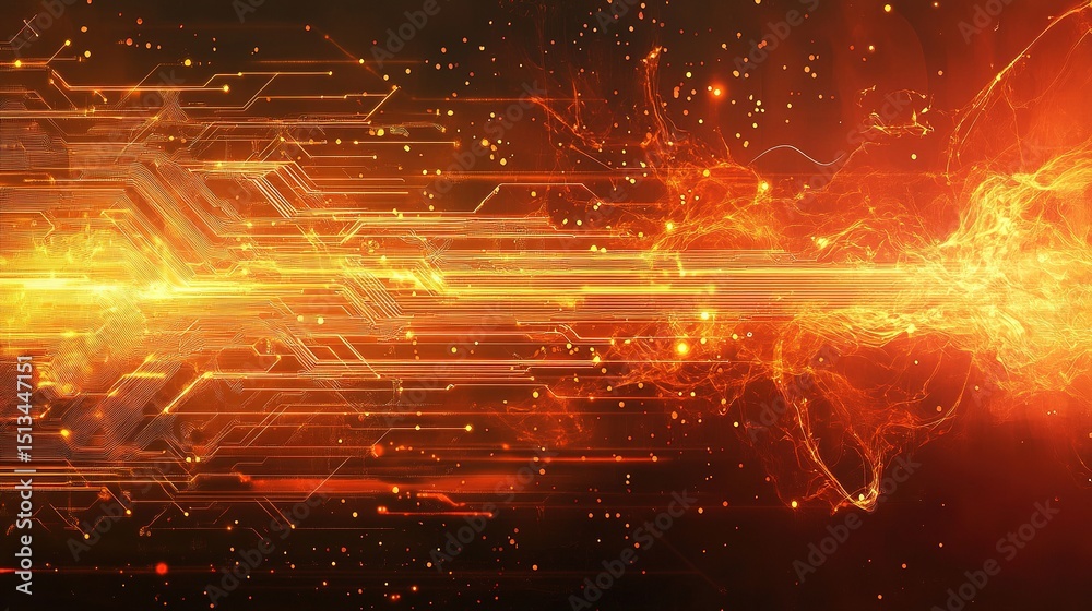 Obraz premium A high-tech digital banner background with circuit line