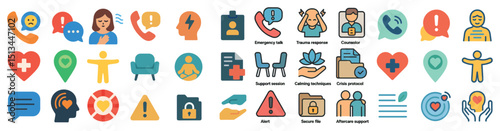 Crisis support and mental health icons for emergency response design