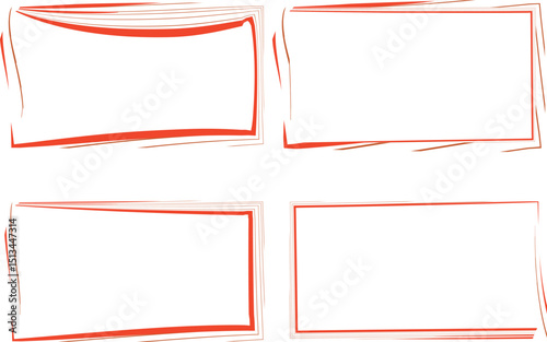 red abstract curve line art rectangular frames shapes