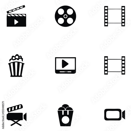 Collection of Black and White Movie and Film Icons