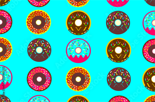 The pattern of donuts. Perfect for background, fabric, backdrop, textile, wallpaper and other commercial needs. Isolated concept.