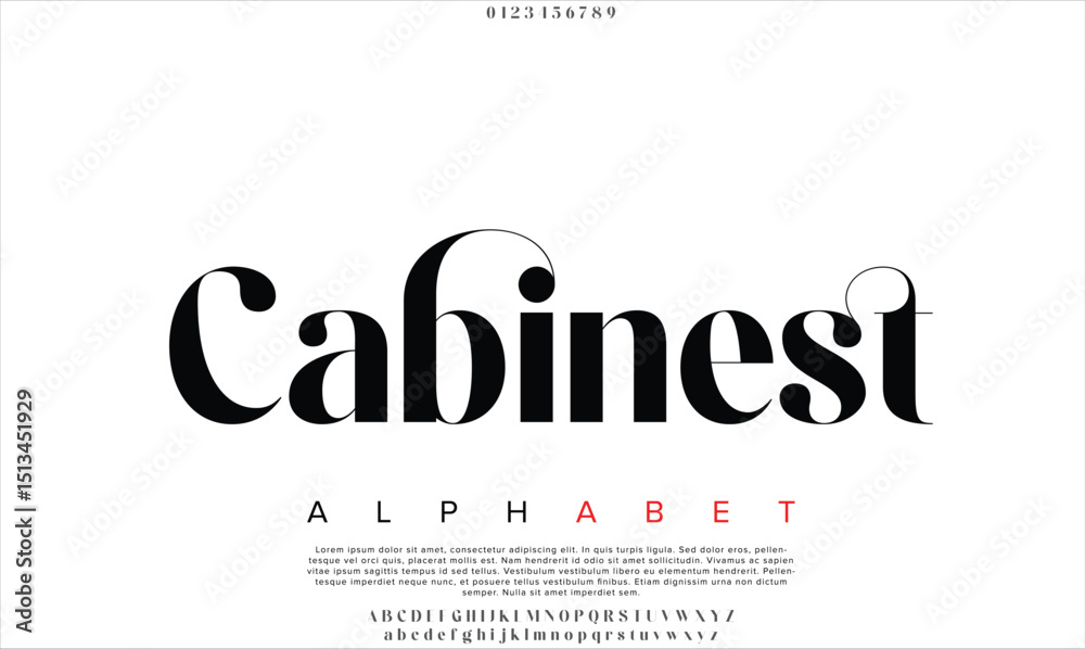 Obraz premium Luxury Cabinest Regular alphabet letters font for logo