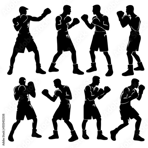 set of a boxer silhouette , boxer silhouette