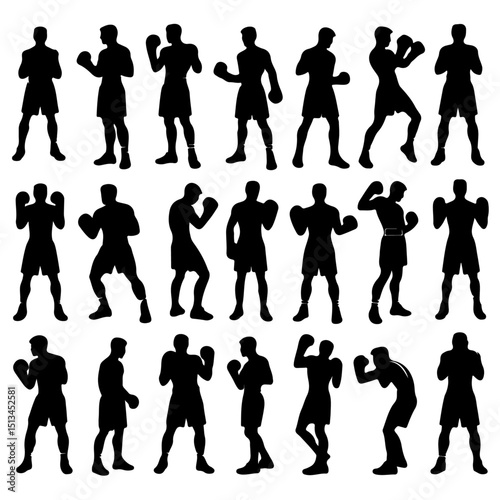 set of a boxer silhouette , boxer silhouette
