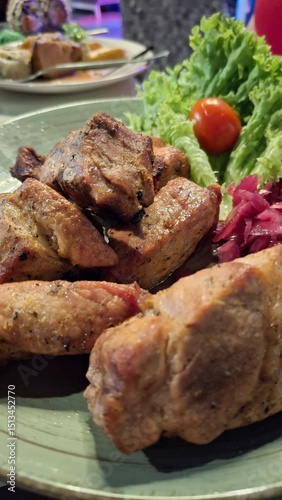 grilled meat with vegetables