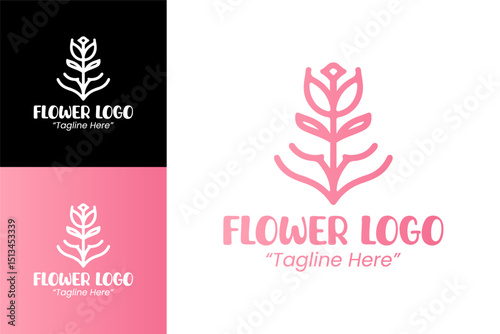 Elegant Modern Pink Floral Logo for Floral Branding and Shops