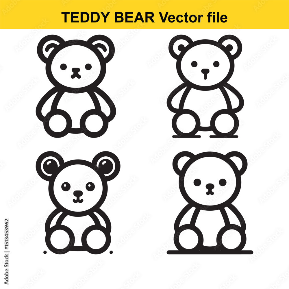 Cute Teddy Bear Line Art Cartoon - Minimalist Vector Illustration for Nursery & Branding Cute Teddy Bear Line Art Cartoon - Minimalist Vector Illustration for Nursery & Branding