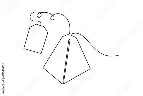 Tea bag continuous one line drawing minimalist outline vector illustration
