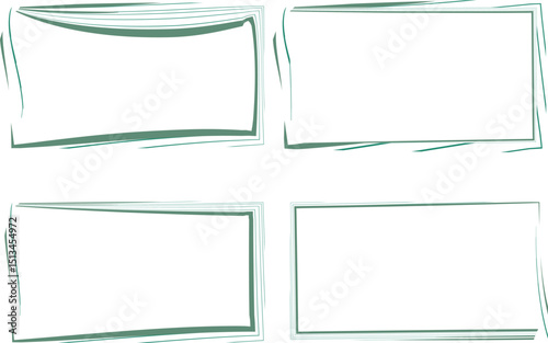dark pastel green color abstract curve line art rectangular frames shapes
