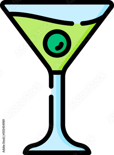 martini illustration on a white background       