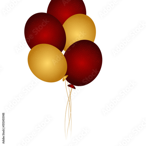 RED AND GOLDEN GLITTER BALLOONS VECTOR3