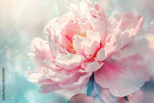 Beautiful Light Pink Peony Flower Blossom CloseUp Photography Detail
