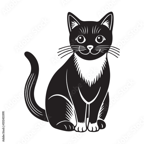 Cat simple flat icon vector art