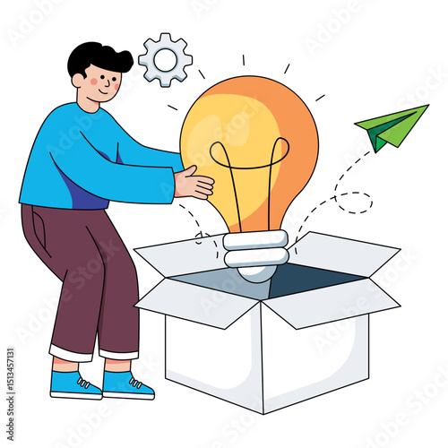 Modern design illustration of think out of the box 