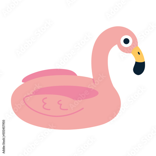 Inflatable flamingo pool float in cute flat style. Fun summer accessory for swimming, beach and vacation vibes, playful design. Trendy modern vector illustration isolated on white, hand drawn