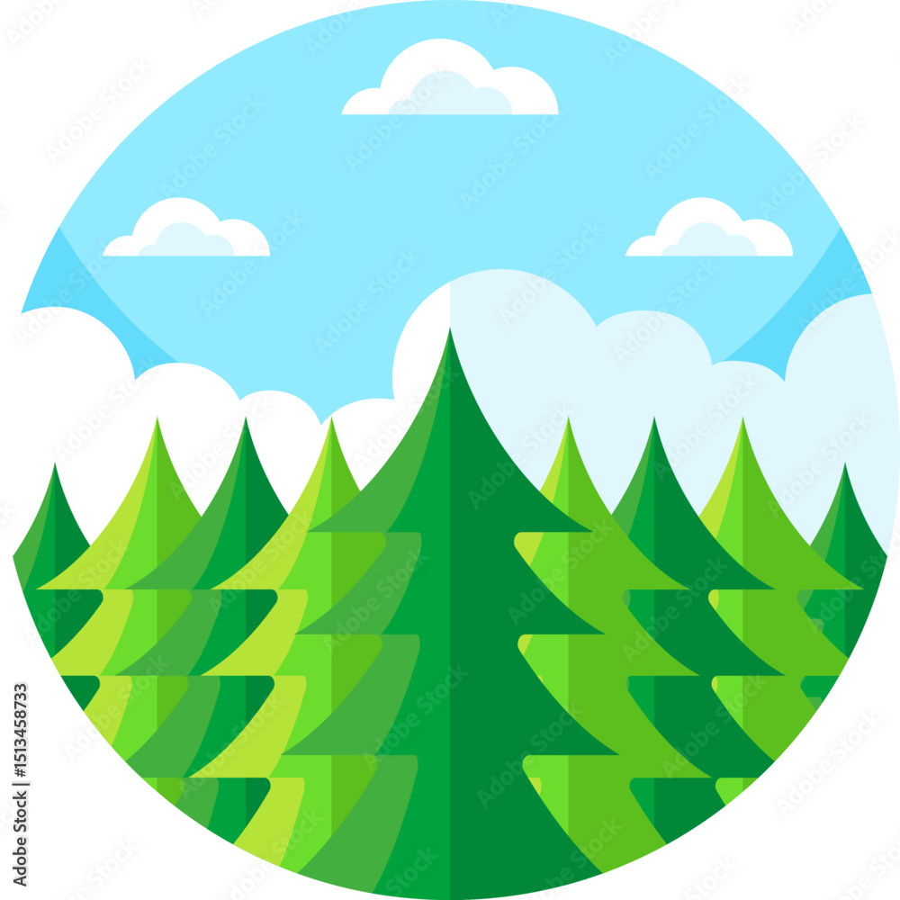 Obraz premium pine tree illustration on a white background 