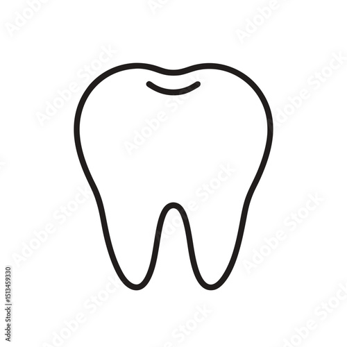 Simple Tooth Icon Vector Illustration for Dental Health Hygiene and Medical Concepts in Black and White
