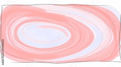 A hand-drawn, abstract design with pink and white swirling lines enclosed in a black frame