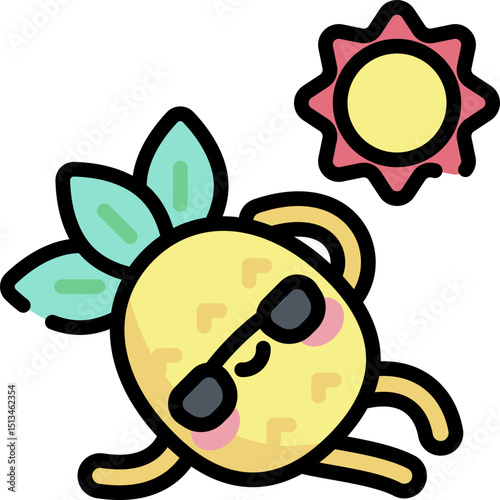 sunbathing illustration on a white background   