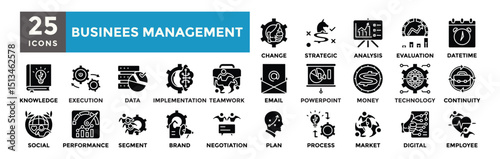 Business management icon collection set. Containing Execution, Data , implementation, teamwork, Email