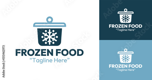 Creative Frozen Food Logo with Elegant Snowflake and Box Design