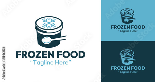 Unique Frozen Food Logo with Ice and Snowflake Symbol for Business