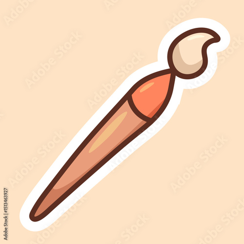 Paint Brush Sticker – Art School Tool Doodle, ideal for art class or creative design.